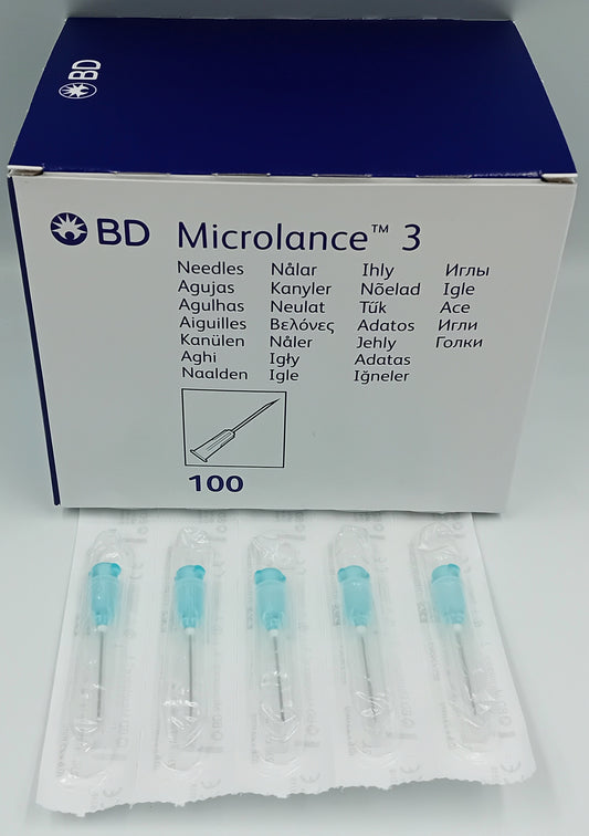 BD Microlance 3 Needles – 23G x 1" (0.6mm x 25mm) – Blue – Box of 100