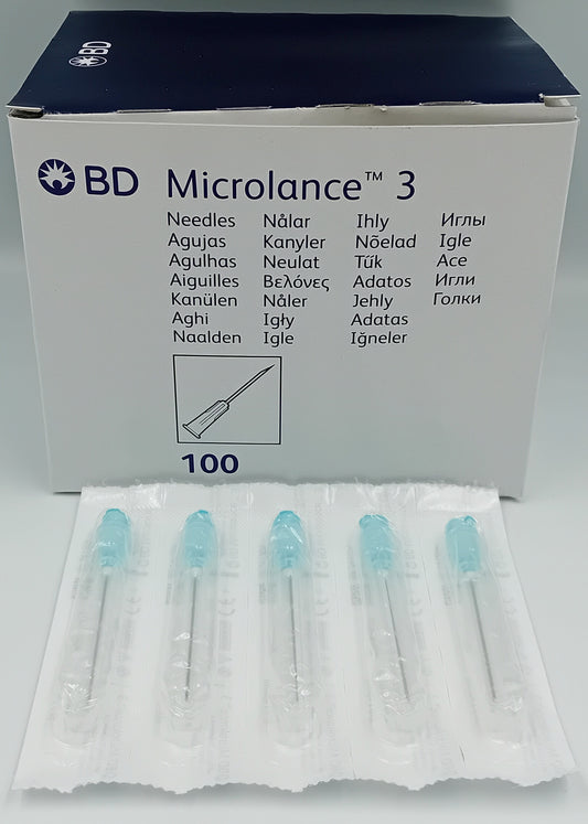 BD Microlance 3 Needles – 23G x 1½" (0.6mm x 38mm) – Blue – Box of 100