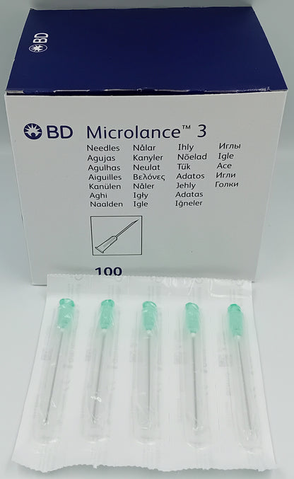 BD Microlance 3 Needles – 21G x 2" (0.8mm x 50mm) – Green – Box of 100