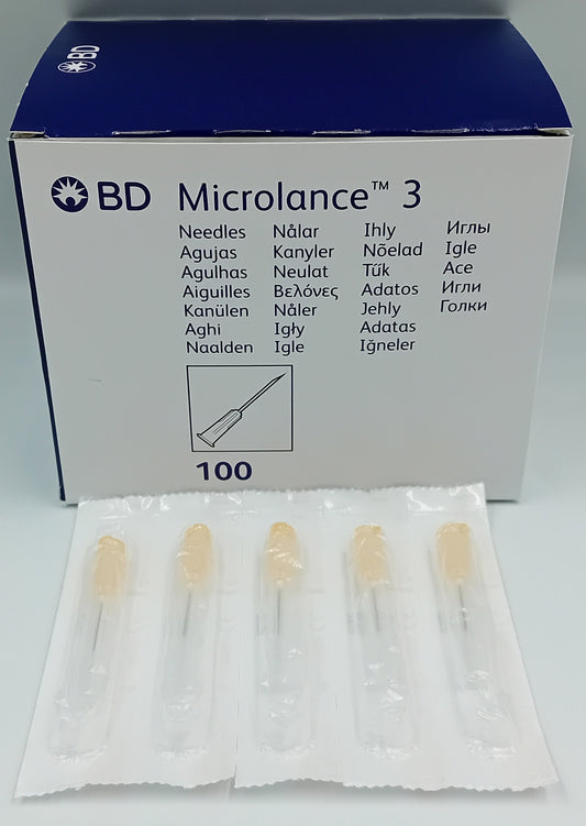 BD Microlance Needles – 25G x ⅝" (0.5mm x 16mm) – Orange – Box of 100