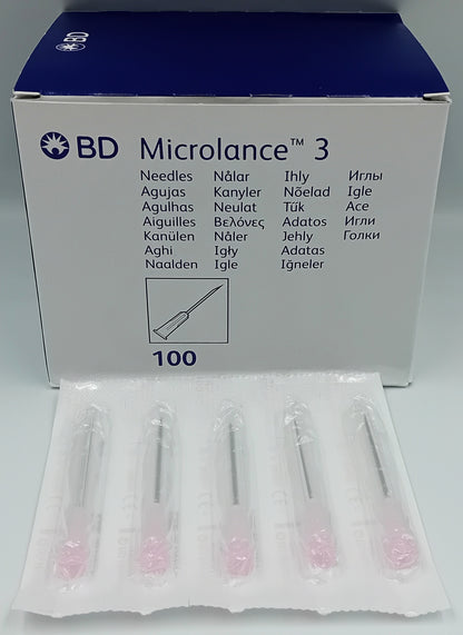 BD Microlance 3 Hypodermic Needles – 18G x 1½" (40mm) Pink – Pack of 100 – Sterile