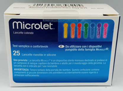 Microlet Colour Lancets - Box of 25 | Sterile Blood Glucose Testing Lancets