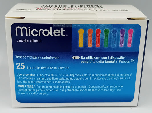 Microlet Colour Lancets - Box of 25 | Sterile Blood Glucose Testing Lancets