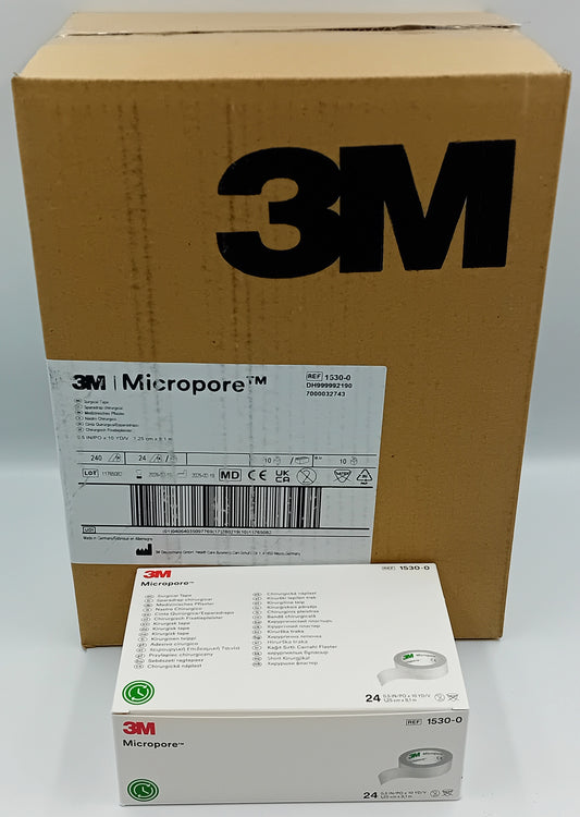 Micropore White Surgical Tape 1.25cm x 9.14m – Case of 240 Rolls (10x24)