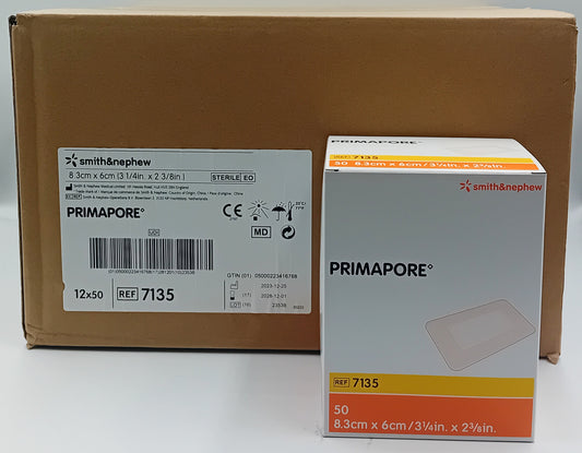 Primapore Adhesive Wound Dressings 8.3cm x 6cm – Box of 50 (Case of 12 Boxes / 600 Dressings)