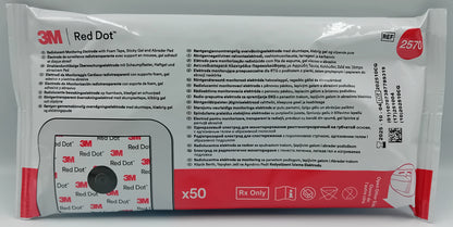 Red Dot ECG Electrodes 2570 – Foam Radiolucent – Box of 50 – Disposable Electrodes