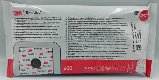 Red Dot ECG Electrodes 2570 – Foam Radiolucent – Box of 50 – Disposable Electrodes