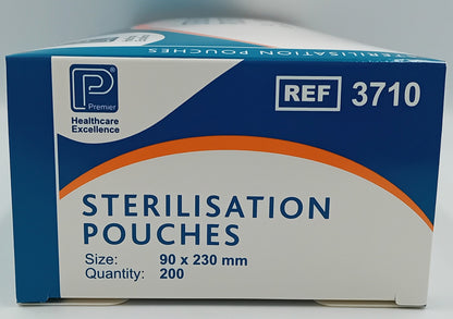 Premier Sterilisation Pouches 90 x 230mm – Box of 200