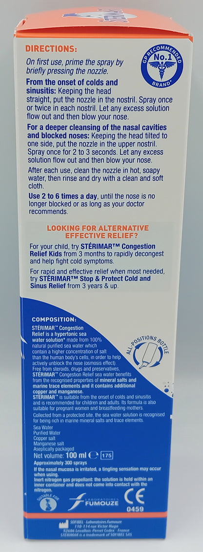 Sterimar Congestion Relief Hypertonic Nasal Spray 100ml – Fast & Natural Decongestion