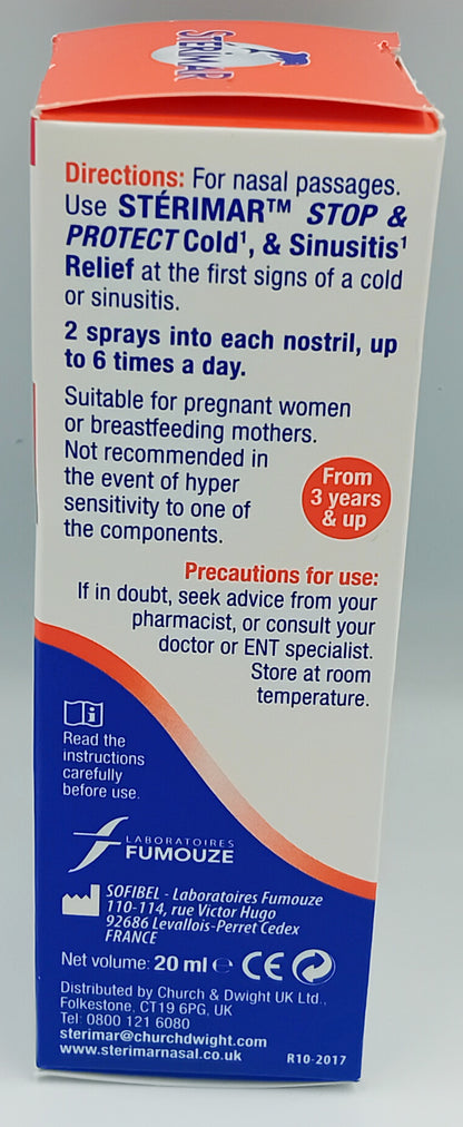 Sterimar Stop & Protect Cold & Sinus Relief Nasal Spray 20ml – Fast Congestion Relief