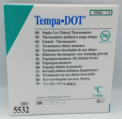 TempaDOT Single-Use Disposable Thermometers – Box of 100