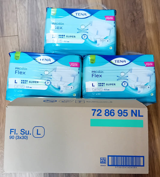 TENA Flex ProSkin Super Large – Case of 3 Packs (90 Total Incontinence Briefs)