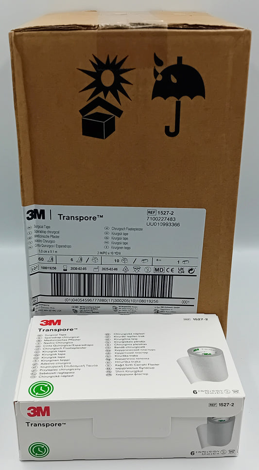 Transpore Surgical Tape – 5cm x 9.14m – Box of 6 – Case of 10